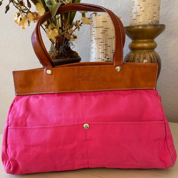 kate spade Handbags - kate spade pink canvas and leather tote bag-VGVC